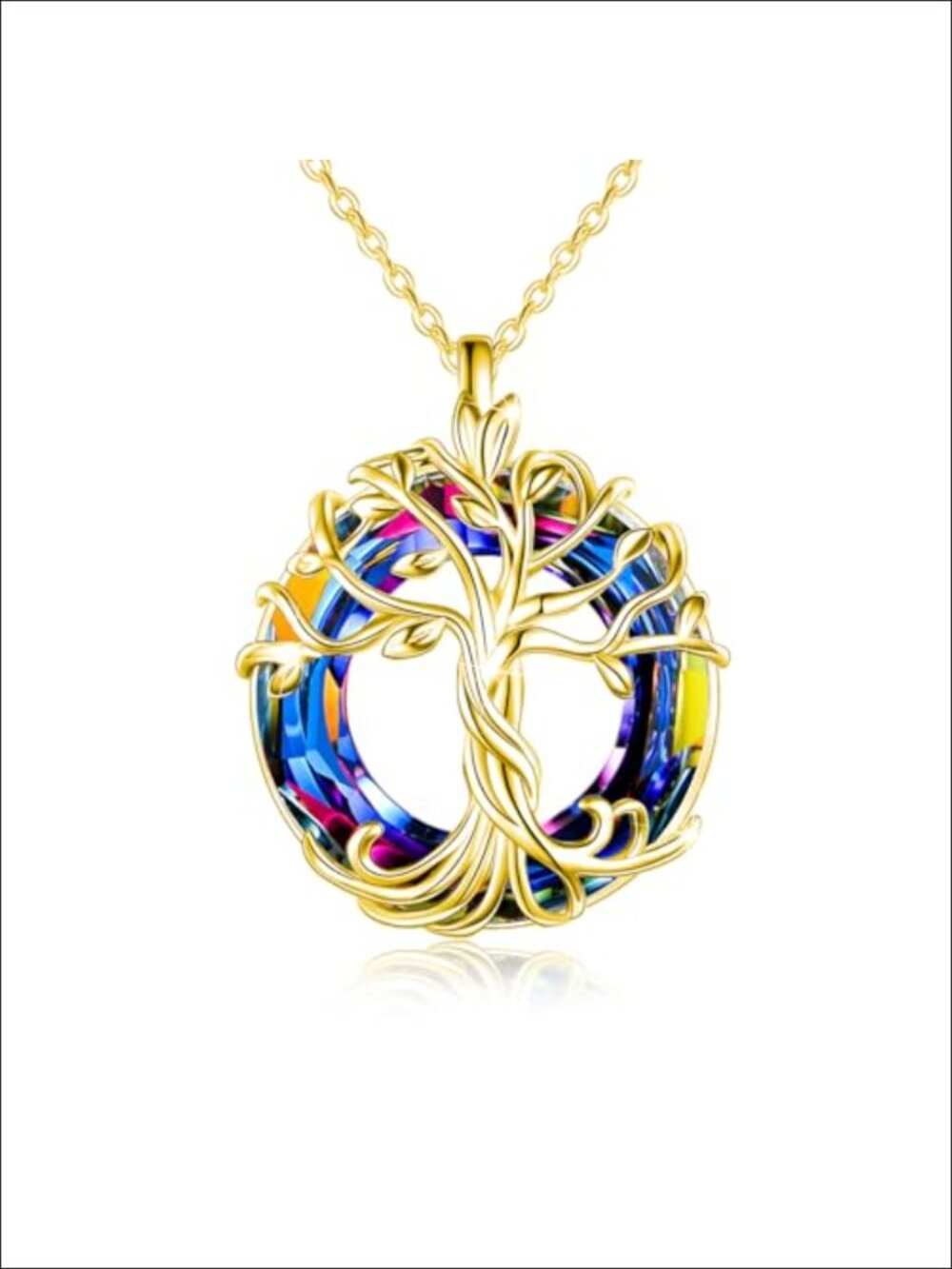 925 Sterling Silver Tree of Life Pendant Necklace with Crystal